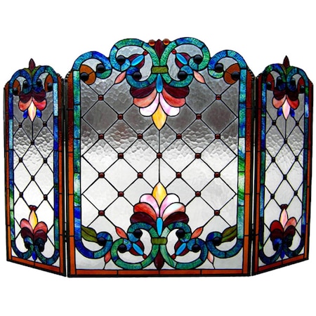 Chloe Lighting 44 In. Lighting Tiffany Glass Folding Victorian Fireplace Screen, 3Pk CH1F912BV44-GFS